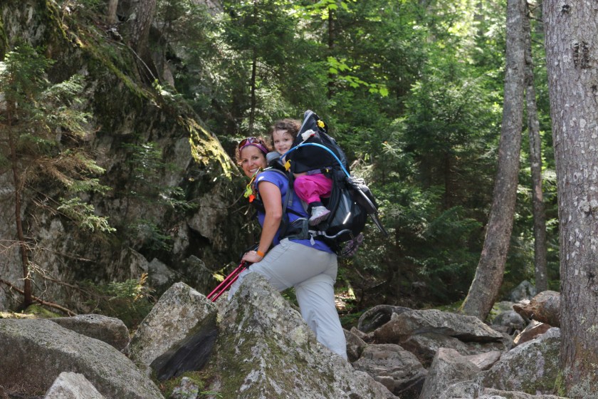 Rock stepping up Webster-Jackson Trail