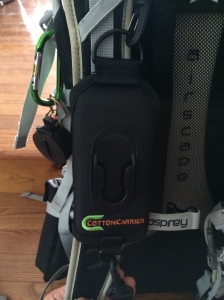 Front view of the strap connecting to your shoulder strap
